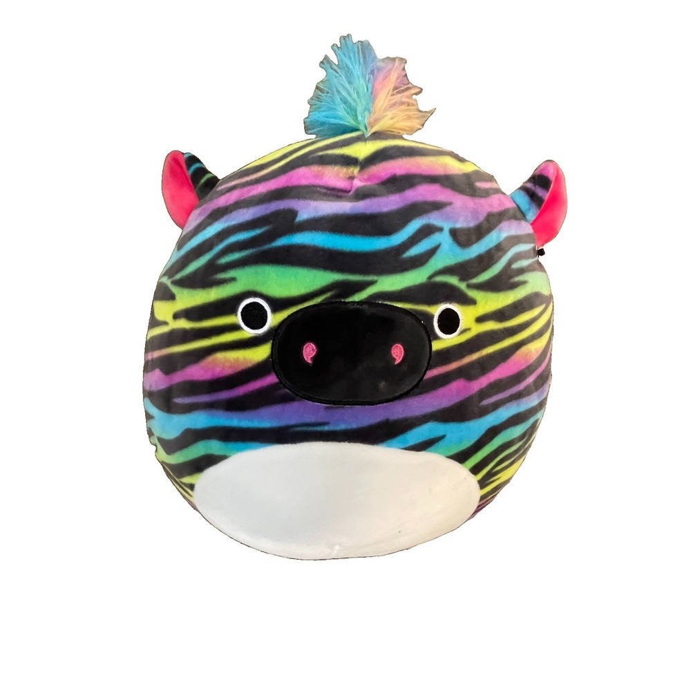 Squishmallow Safiyah Rainbow Zebra Plush Mohawk Neon Striped